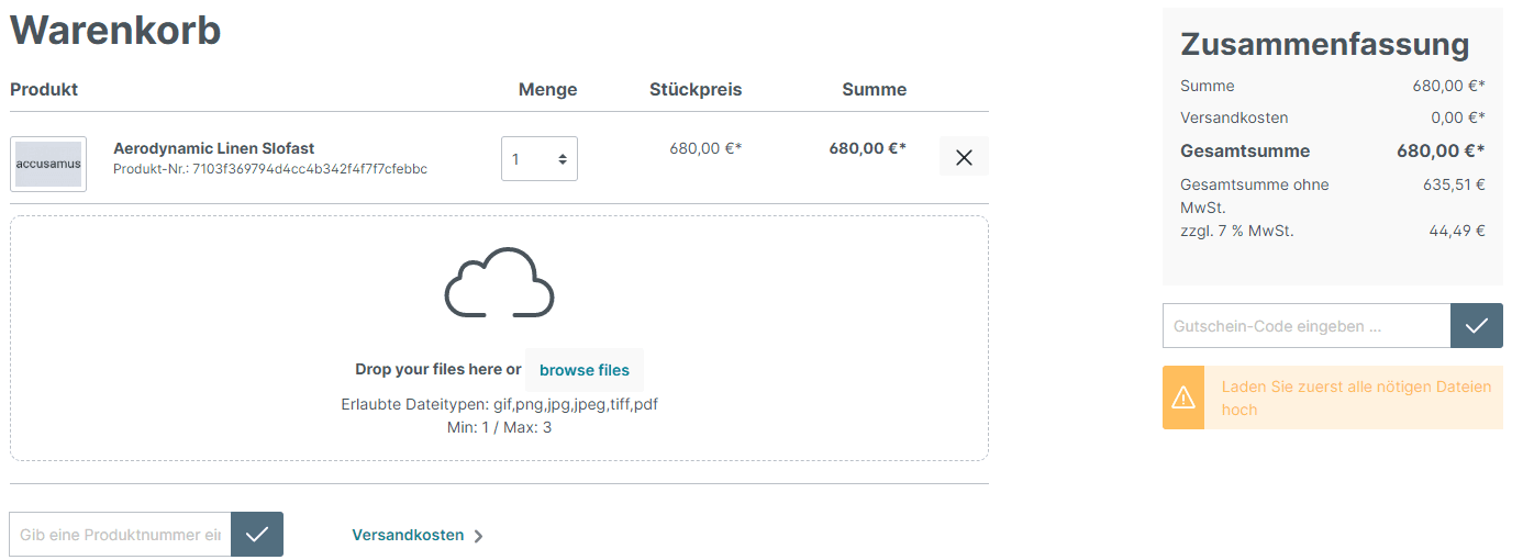 Artikel Upload-Einstellungen